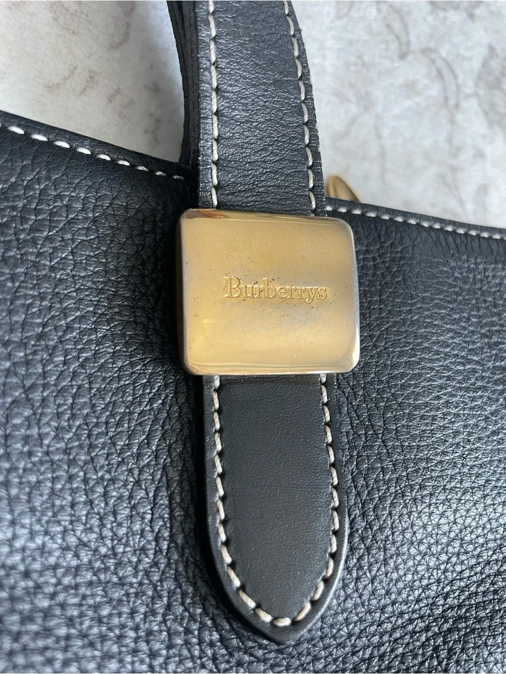 Vintage Burberrys “Buckle” Tote in soft pebbled calfskin leather